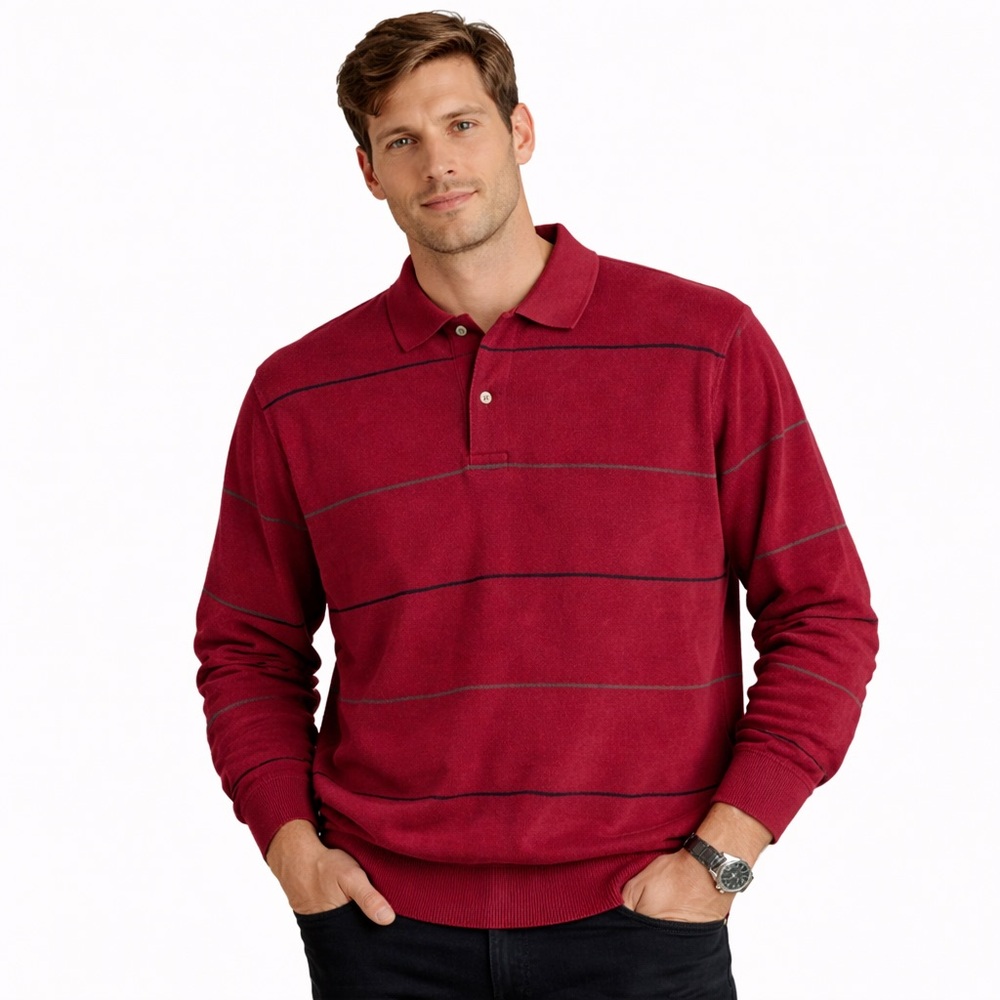Vintage 80s High Sierra Velour Pullover Sweater Men’s Medium Burgundy Striped‎